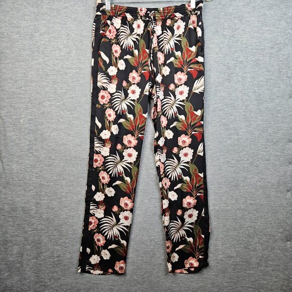 Maison Scotch Pants - Maison Scotch Miamo Deco Black Floral Printed Pull On Casual Pants Size 3